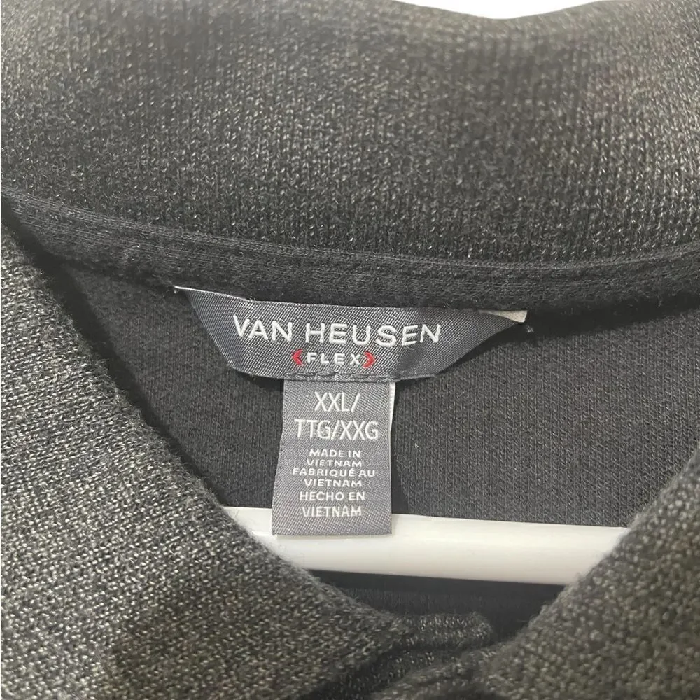 Van Heusen Charcoal Dk Gray LS Collar Mens Polo Shirt XXL